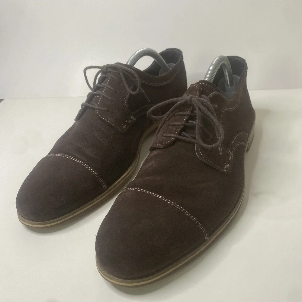 Johnston Murphy‎ Brown Suede Cap Toe Lace Up Oxfords Shoes Men's 11M (59-10727)
